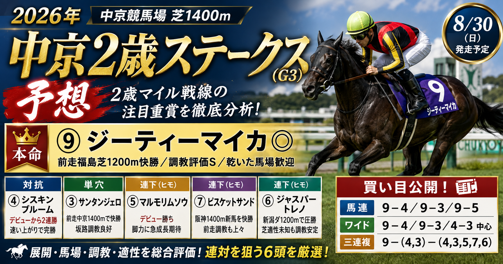 中京2歳ステークス2026予想 本命ジーティーマイカと買い目
