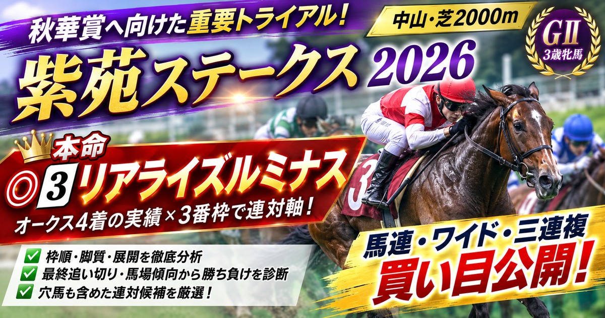 紫苑ステークス2026予想 本命3番リアライズルミナスと買い目